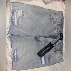 Light blue denim shorts
